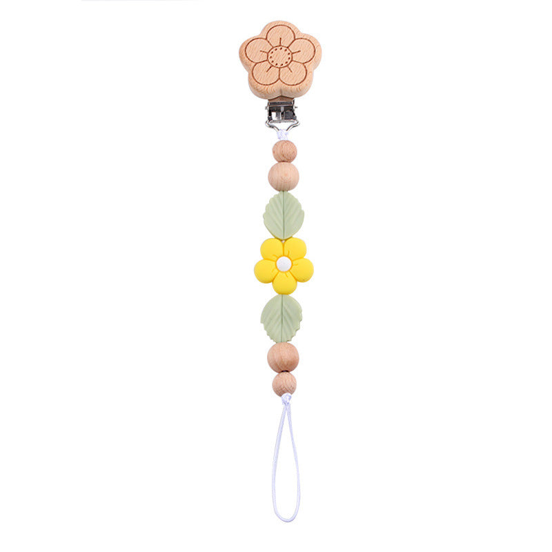 Wholesale Baby Products Flower Soothing Silicone Flower Silicone Beads Pacifier Chain