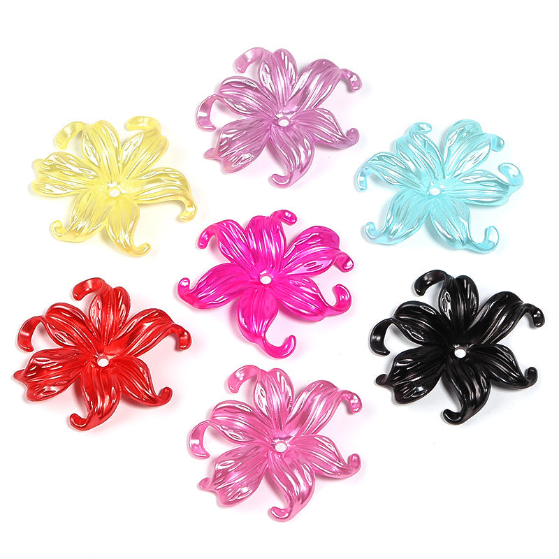Wholesale 100pcs/pack Acrylic Iris Flower Torus Gradient Color Middle Hole Beads Spacer