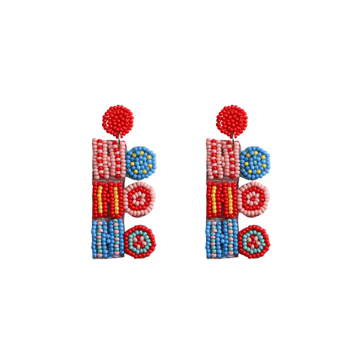 Wholesale Christmas HOHOHO Handmade Rice Bead Earrings