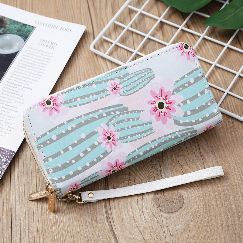 Wholesale Synthetic Leather Flower Print Long Wallet