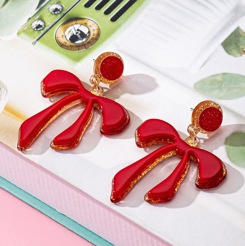 Wholesale Red Bow Acrylic Earrings