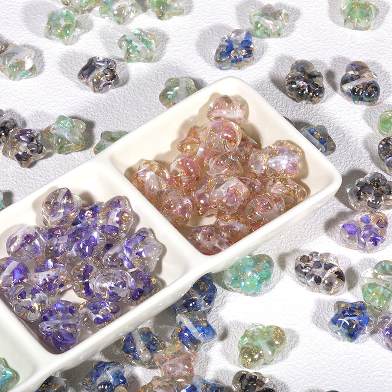 Wholesale Transparent colorful shell five-pointed star cloud through-hole beads