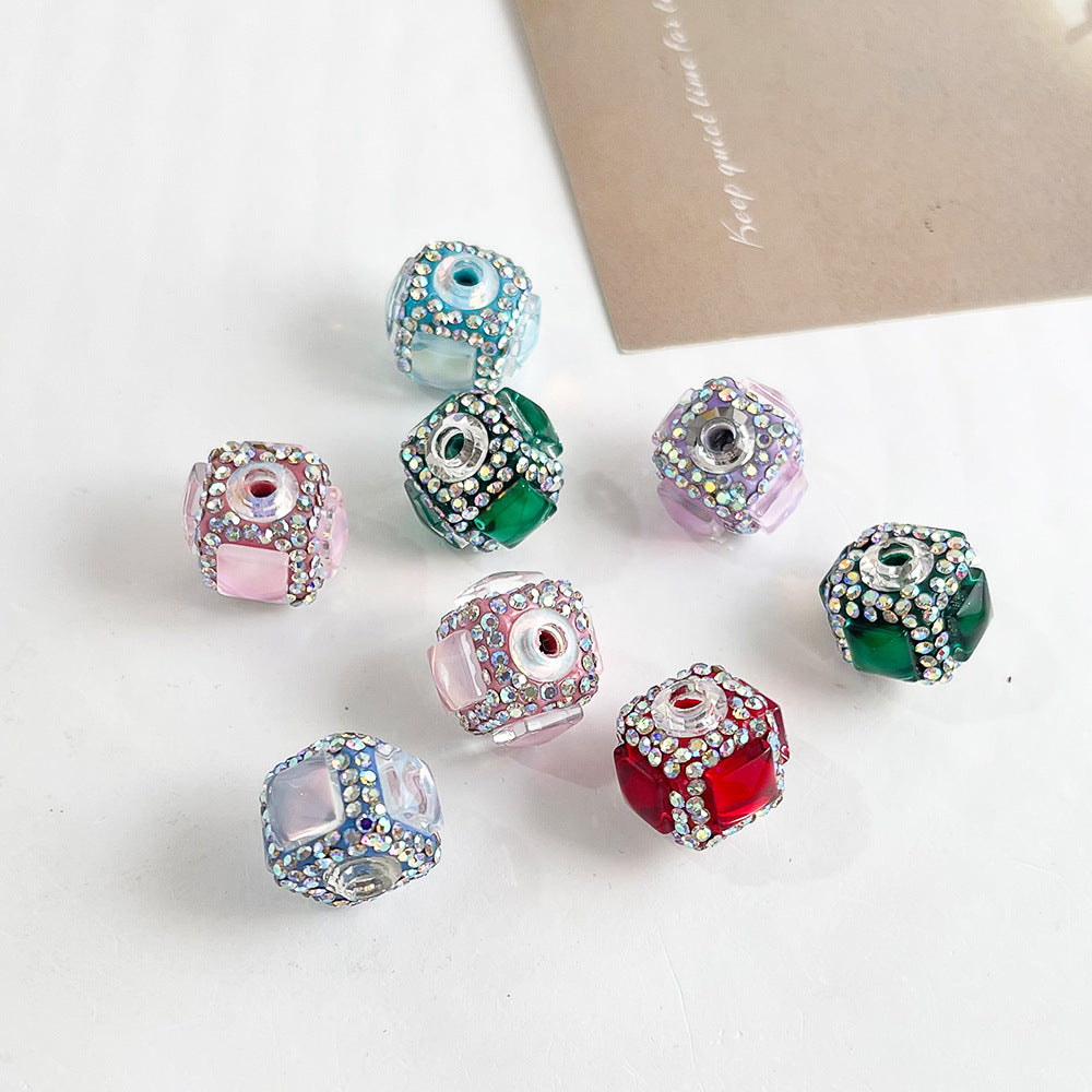 Wholesale 20pcs Colorful Full-Diamond Square Lantern Crystal Beads