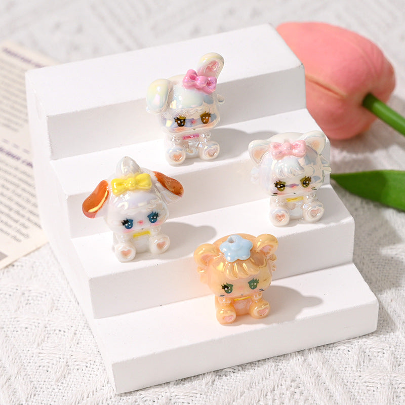 Wholesale 10pcs/pack Color-plated 3D cat beaded overalls