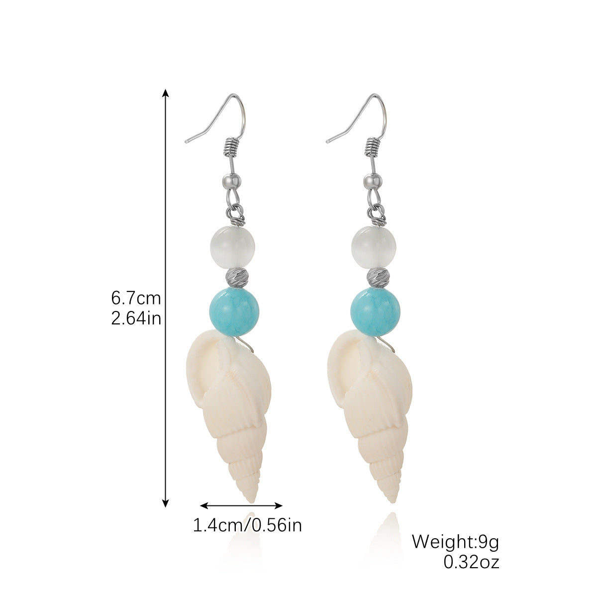 Wholesale Ocean Style Temperament Conch Natural Stone Pearl Shell Earrings