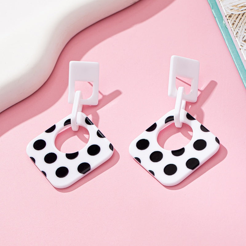 Wholesale Pink polka dots Acrylic Earrings