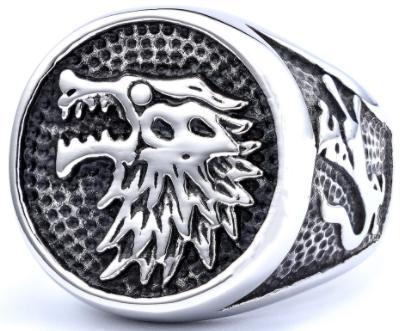 Wholesale  Simple Retro Punk Goethe Ring Titanium Steel Rust-free Fashion Jewelry Ring Pendant