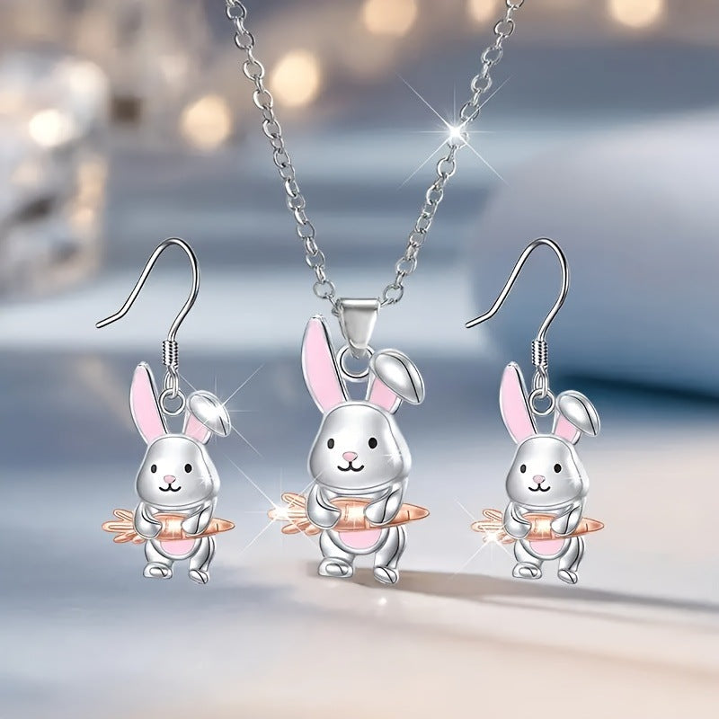 Wholesale  Cute Cartoon Pink Rabbit  Necklace