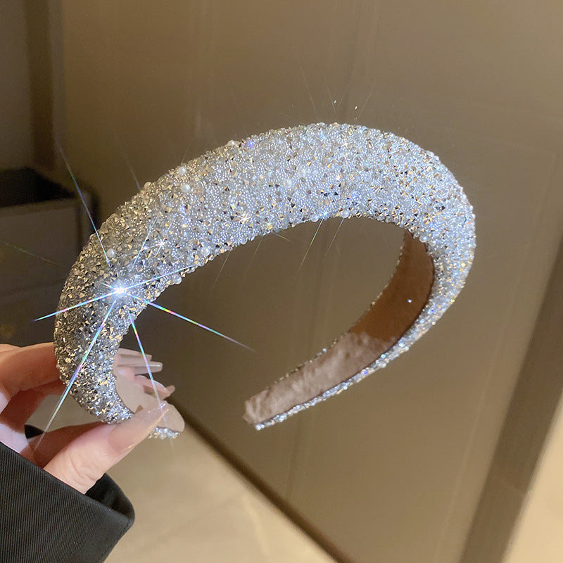 Wholesale Full of diamonds, super sparkling, elegant, fashionable and versatile colored diamond hair pressing headband