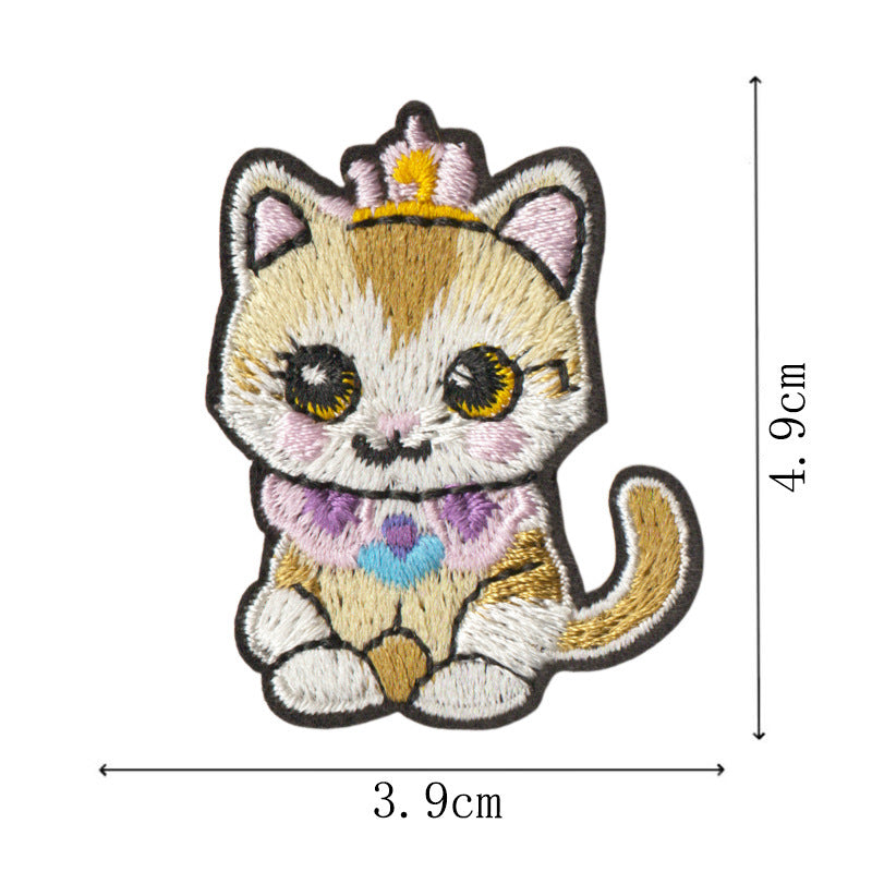 Wholesale Cartoon Kitten Embroidered Iron On Patches 9Pcs Decorative Fashion Accessory For Clothing Towel DIY Gift Boutique Resale