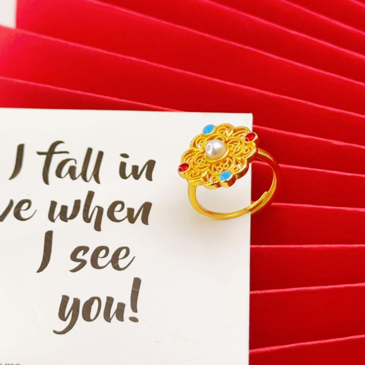 Wholesale Retro Palace Style Pearl Ring