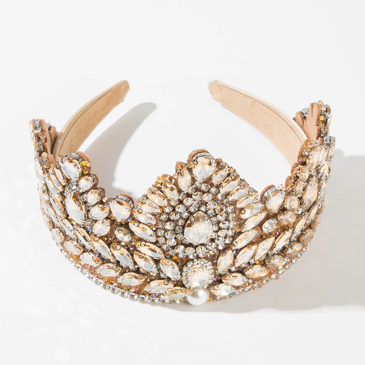 Wholesale Baroque retro colored glass super sparkling crown headband