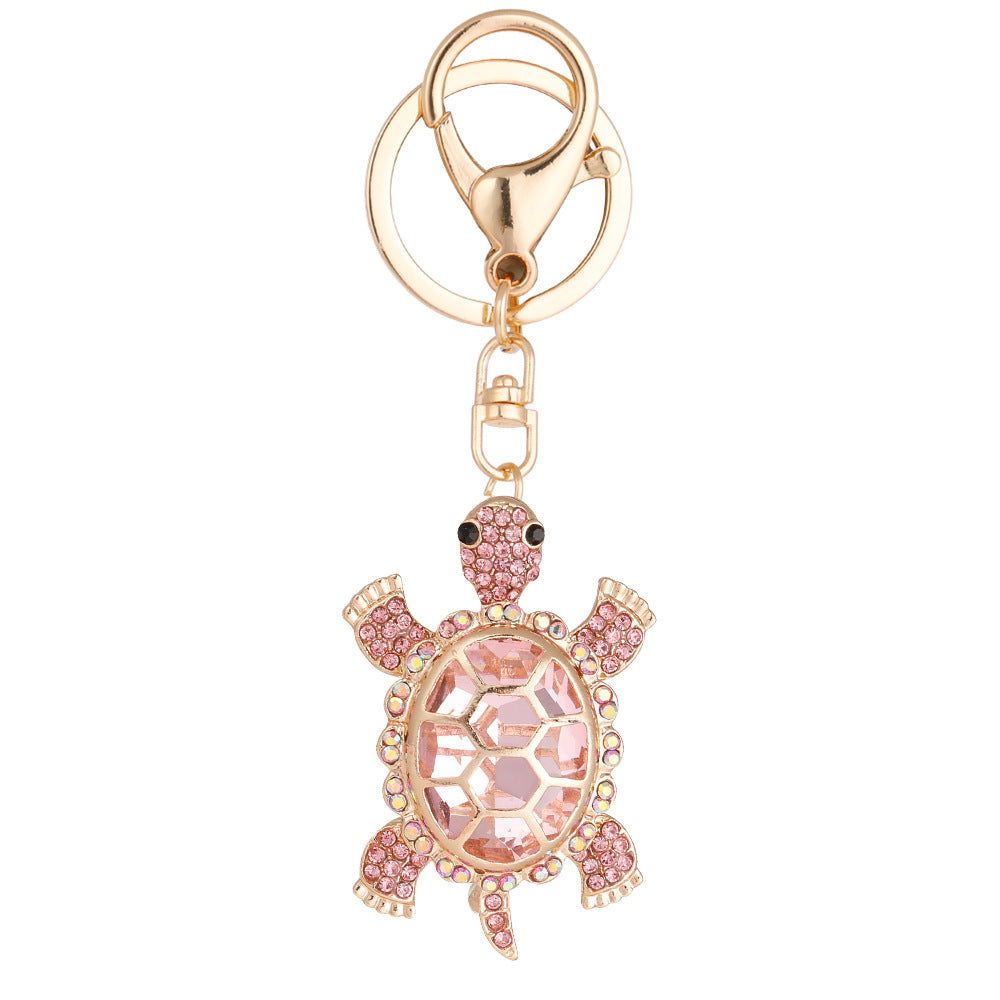 Wholesale Colorful Rhinestone Metal Cute Turtle Keychain