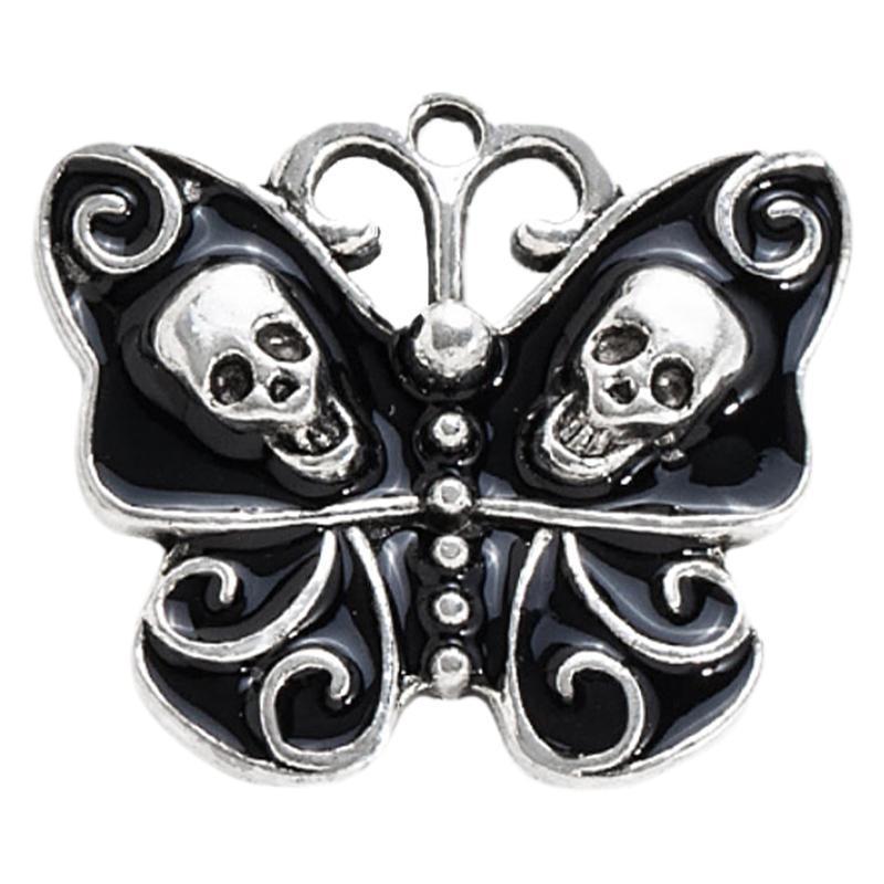 Wholesale 20pcs Retro Gothic Dark Style Butterfly Skull Pendant