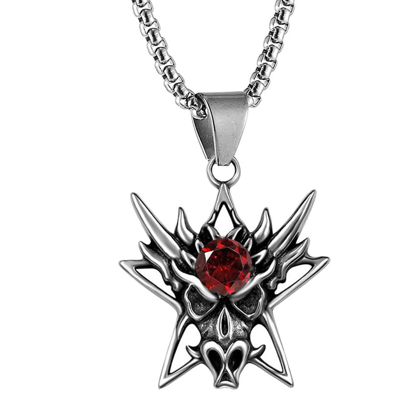 Wholesale Men's dragon head red diamond pendant necklace