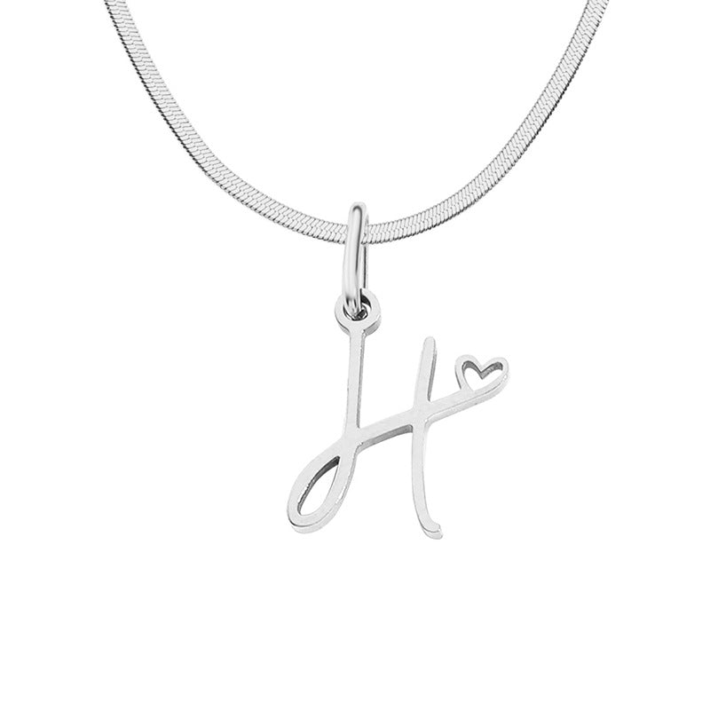 Wholesale Letter Pendant Titanium Steel Short Clavicle Chain