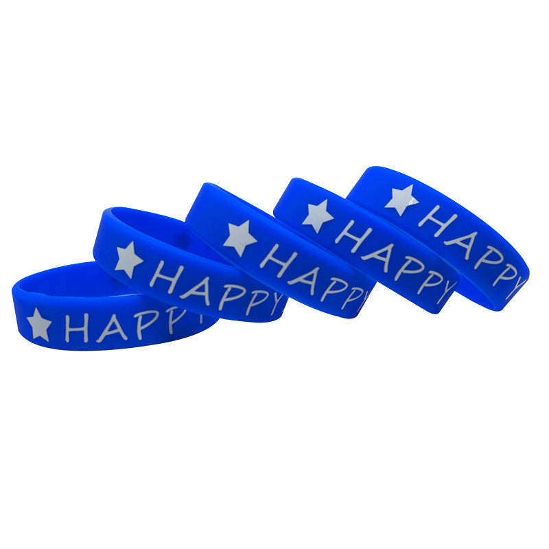 Wholesale Silicone Happy Printing Sports Bracelet