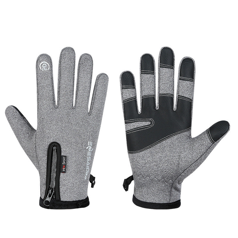 Wholesale Winter Touch Screen Zipper Waterproof Cycling Outdoor Training Non-slip Sports Gloves