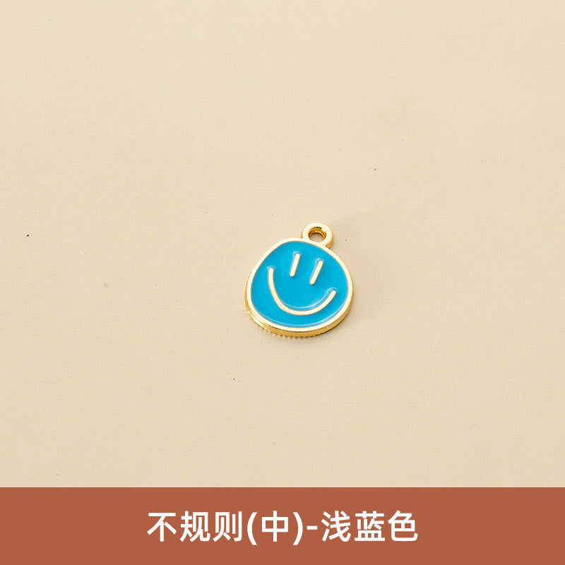 Wholesale Oil Drop Pendant Asymmetrical Funny Smiley Face Pendant Earrings Necklace Personality Pendant DIY Jewelry Accessories