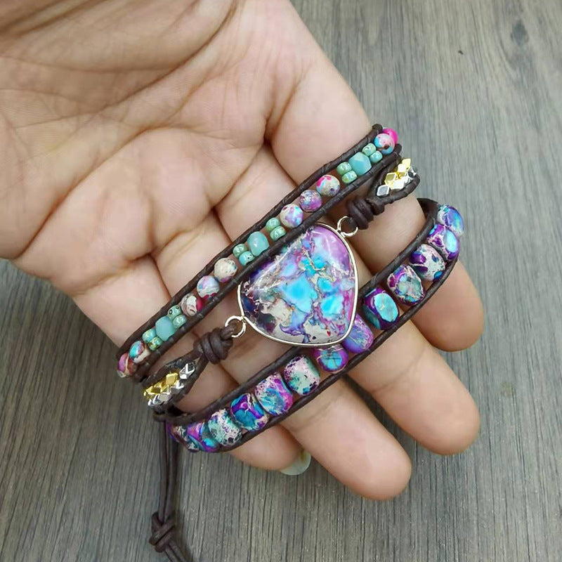 Wholesale Purple Emperor Stone Beaded Bracelet