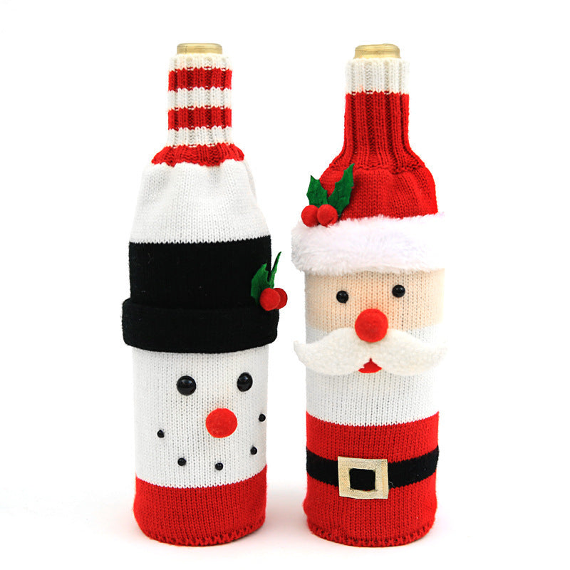 Wholesale Creative Christmas Decoration Knitted Woolen Wine Bottle Set