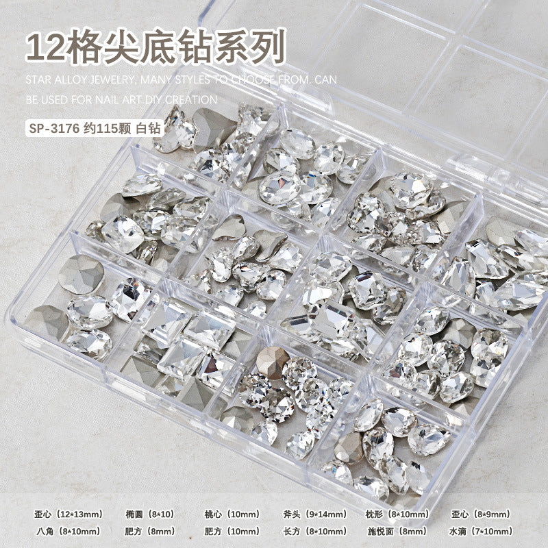 Wholesale Twelve-grid box nail art diamond decoration