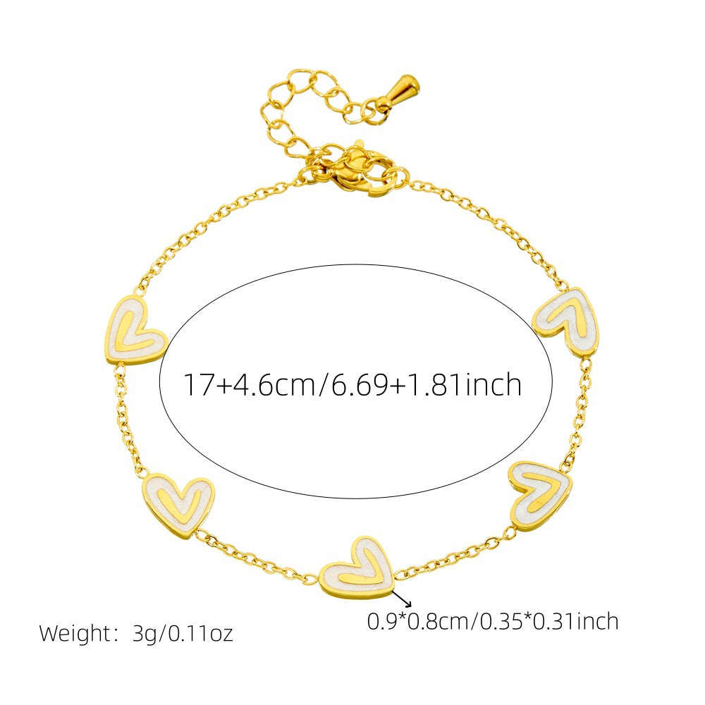 Wholesale Golden white shell heart-shaped stainless steel jewelry set