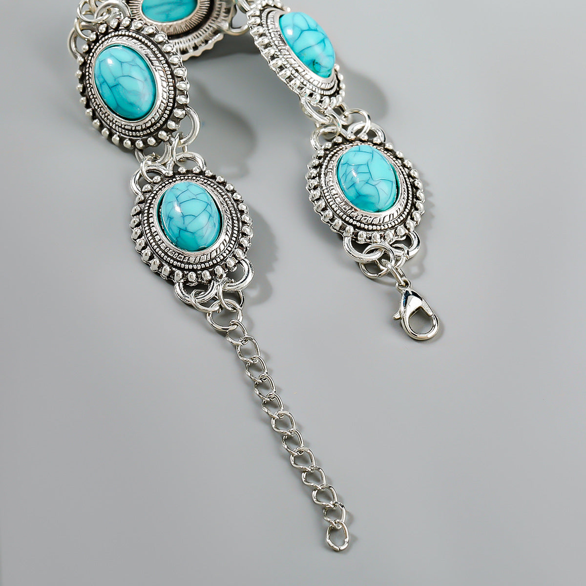 Wholesale Exaggerated Turquoise Hip Hop Alloy Bracelet