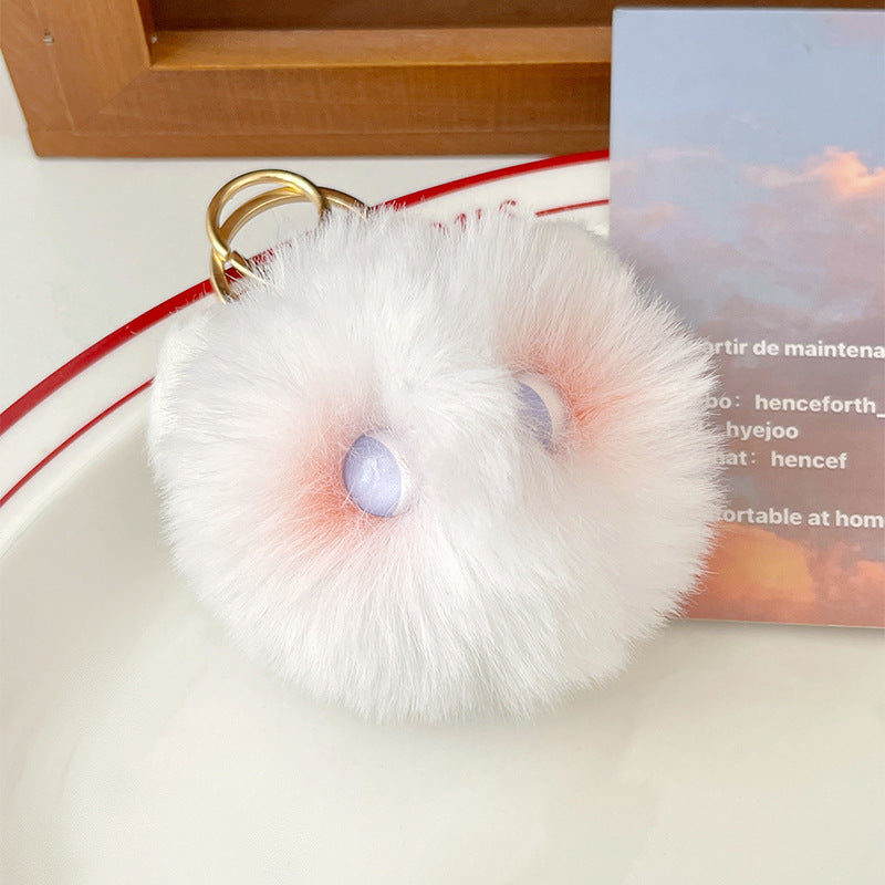 Wholesale Cute Plush Powder Blusher Cat Alloy Keychains