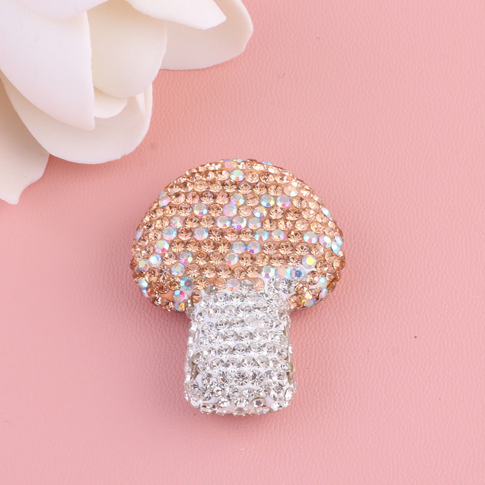 Wholesale 5pcs Starry Sky Colorful Mushroom Full Diamond Clay Drill Ball Straight Hole DIY Beads