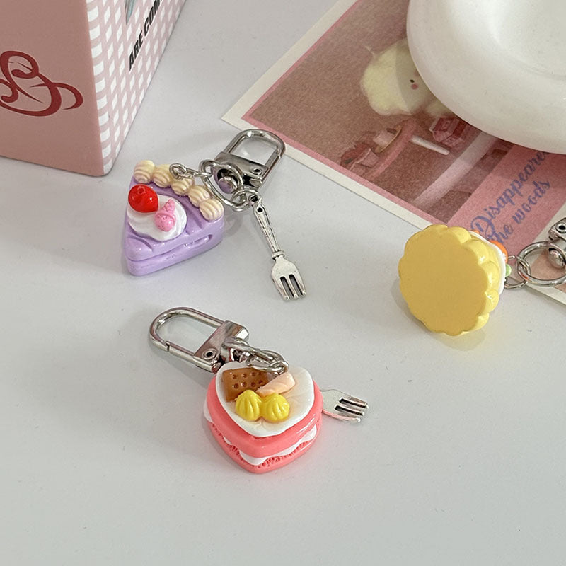 Wholesale Small Dessert Cake Metal Fork Keychain