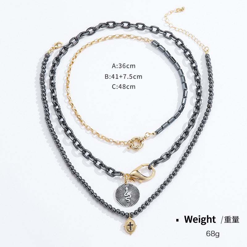 Wholesale Multi-layered Snake Cross Necklace