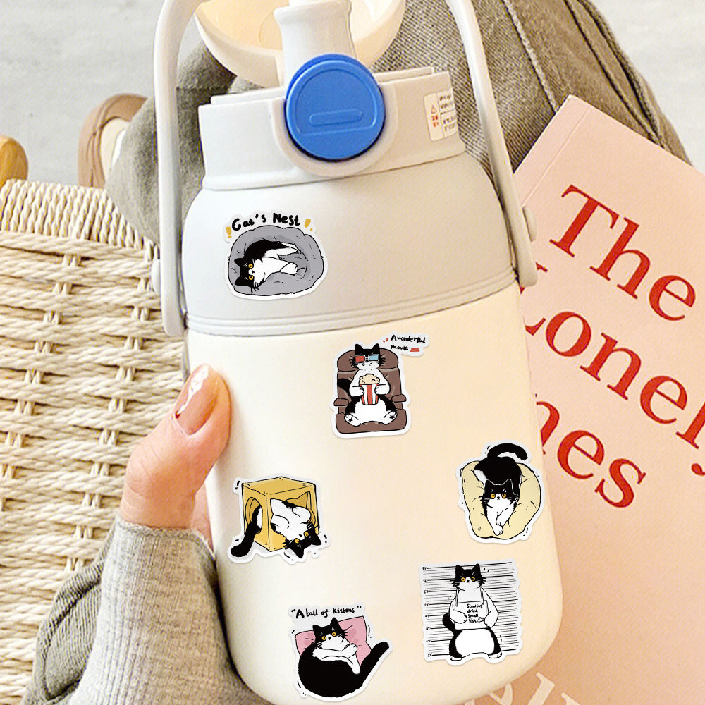 Wholesale 50pcs Cartoon Cute Cow Cat Waterproof Vinyl Stickers