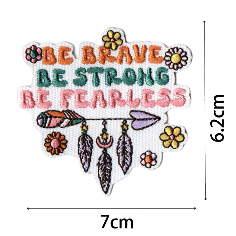 Wholesale Bohemian embroidered fabric patch with positive energy quotes for bags  DIY Patches