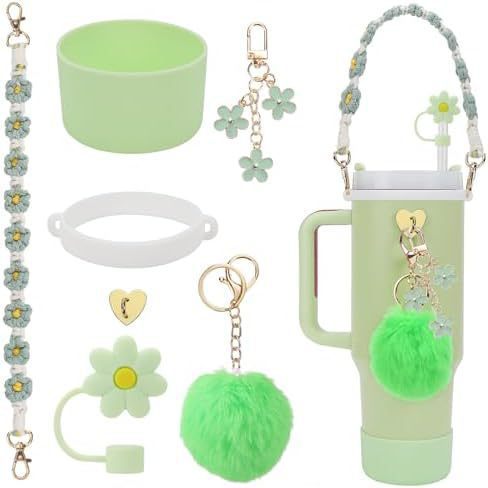 Wholesale Handle Flower Cup Chain Love Flower Straw Cap Cup Accessories