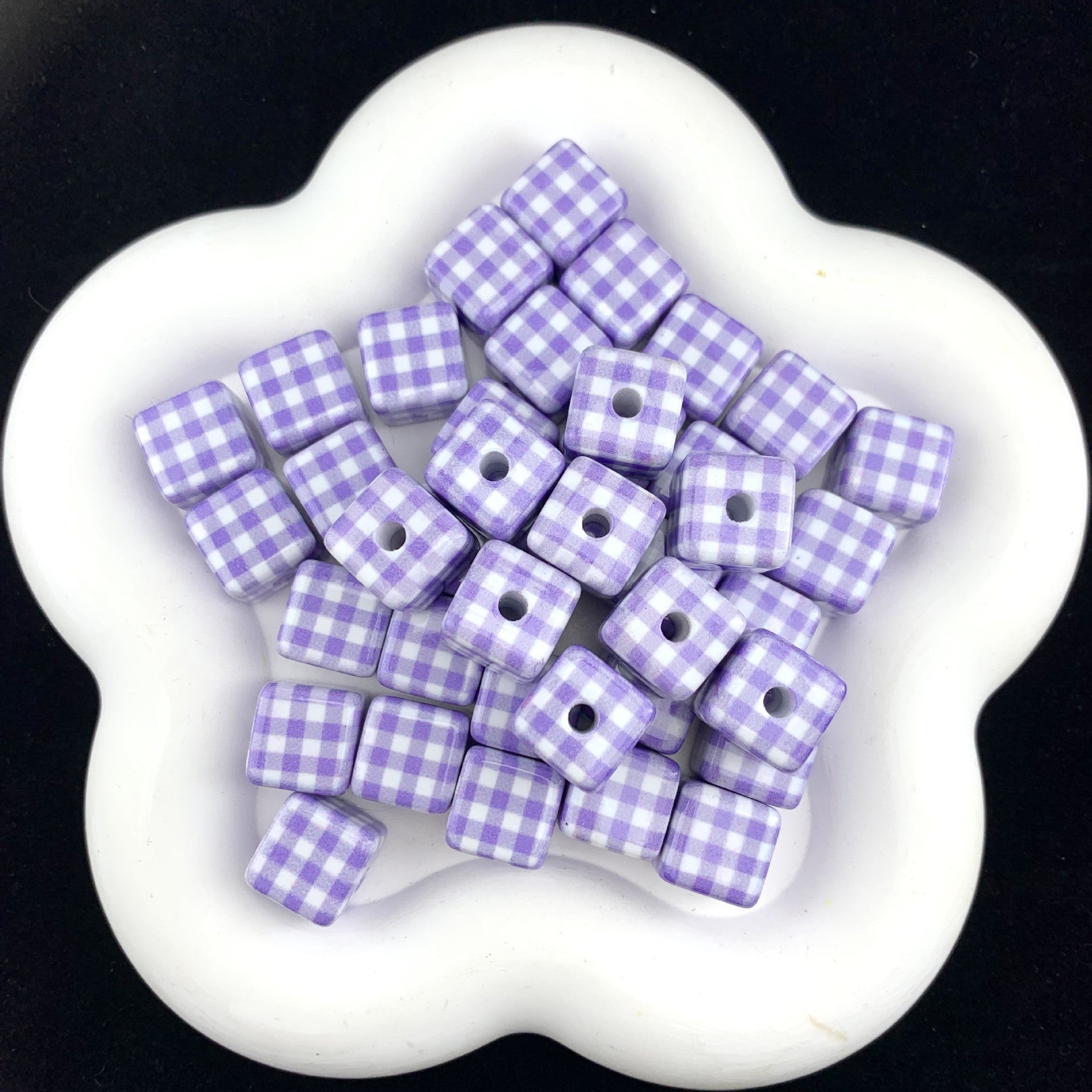 Wholesale 10pcs Acrylic grid square bead  Acrylic Beads