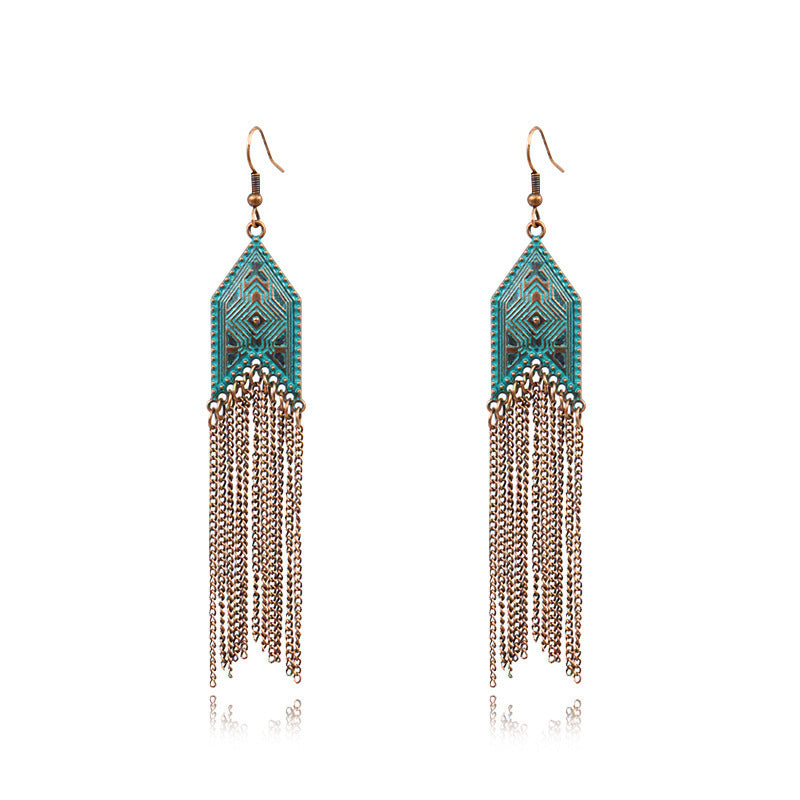 Wholesale Long Arrow Chain Tassel Geometric Earrings