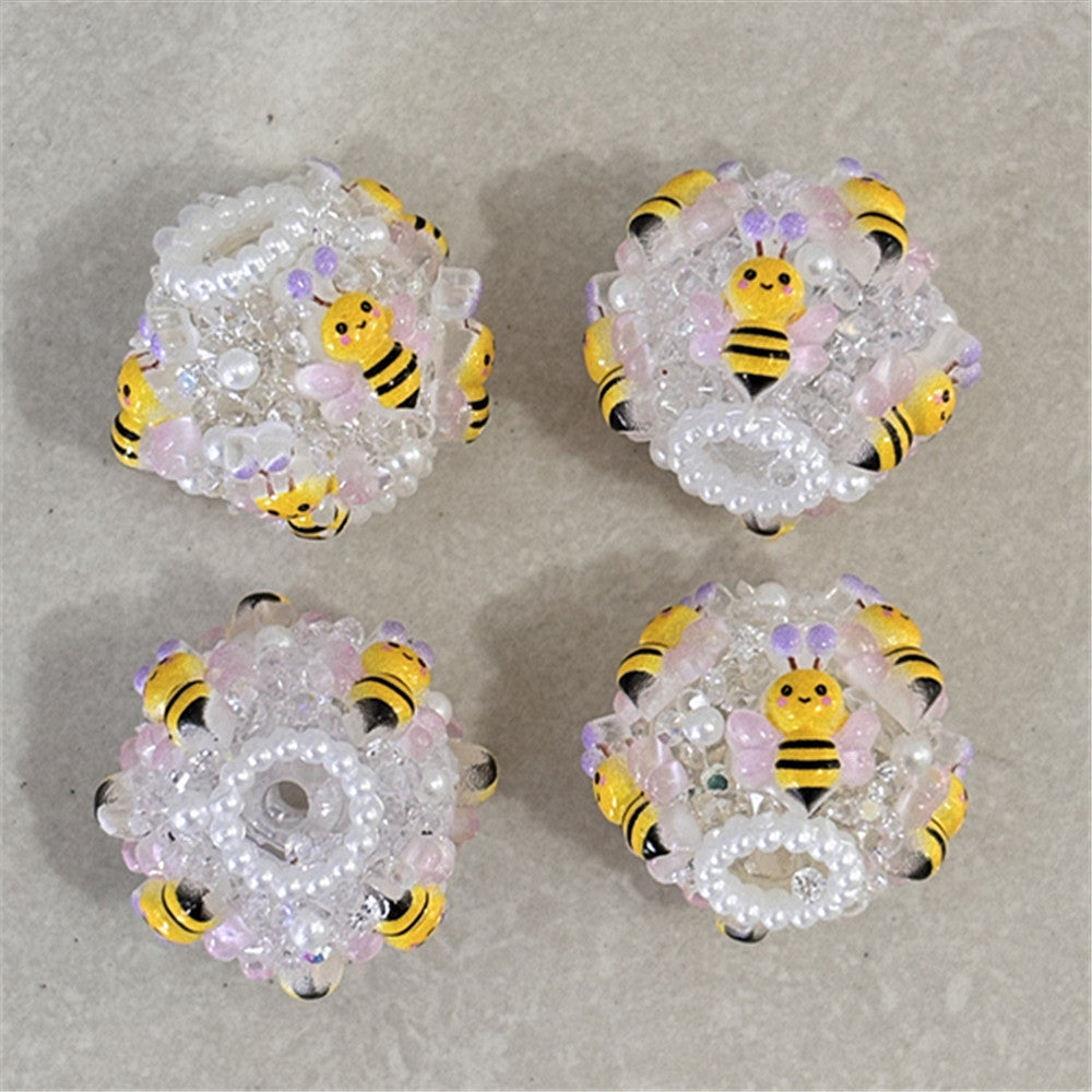 Wholesale 20pcs/pack heavy industry bumblebee bee flower ball DIY  beaded  accessories