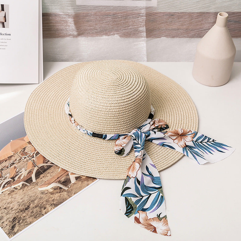 Wholesale Summer Bow Ribbon Big Hat Folding Straw Hat Sun Hat