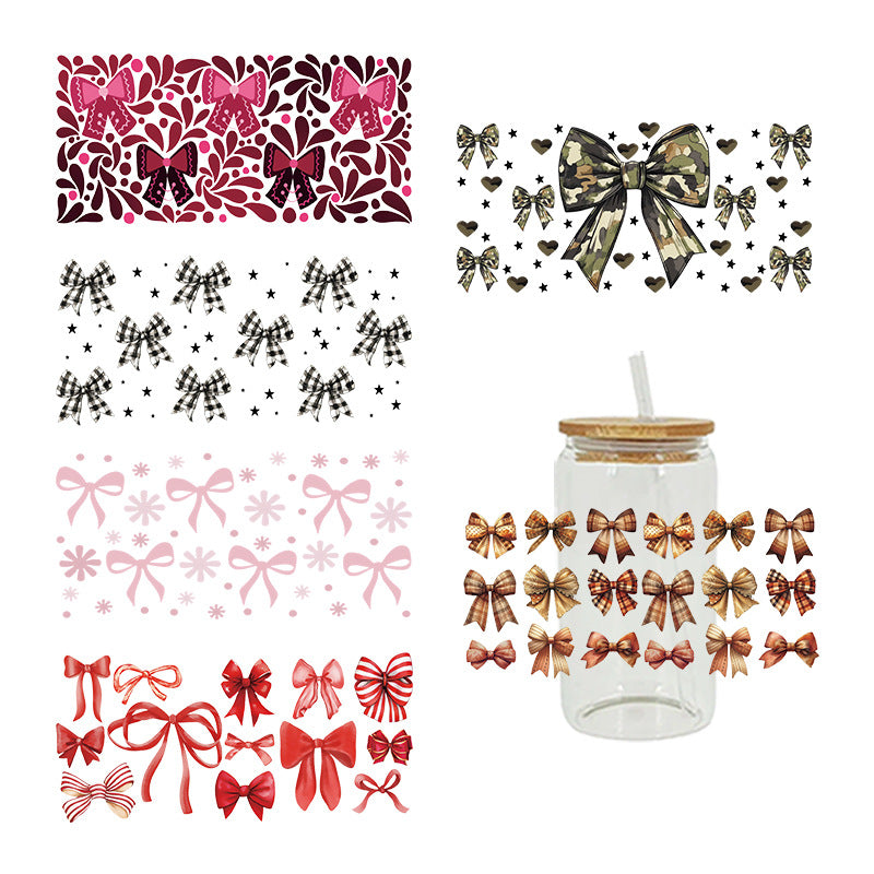 Wholesale Cute Cartoon Bow 16oz Cup UV DTF Wraps