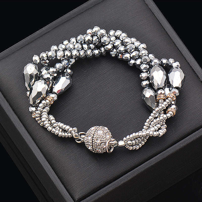 Wholesale Rhinestone Magnetic Clasp Teardrop-shaped Crystal Bracelet Necklace