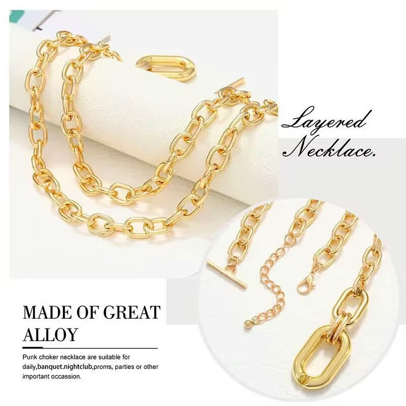Wholesale jewelry new chain metal necklace female sexy hot girl clavicle chain two-piece set