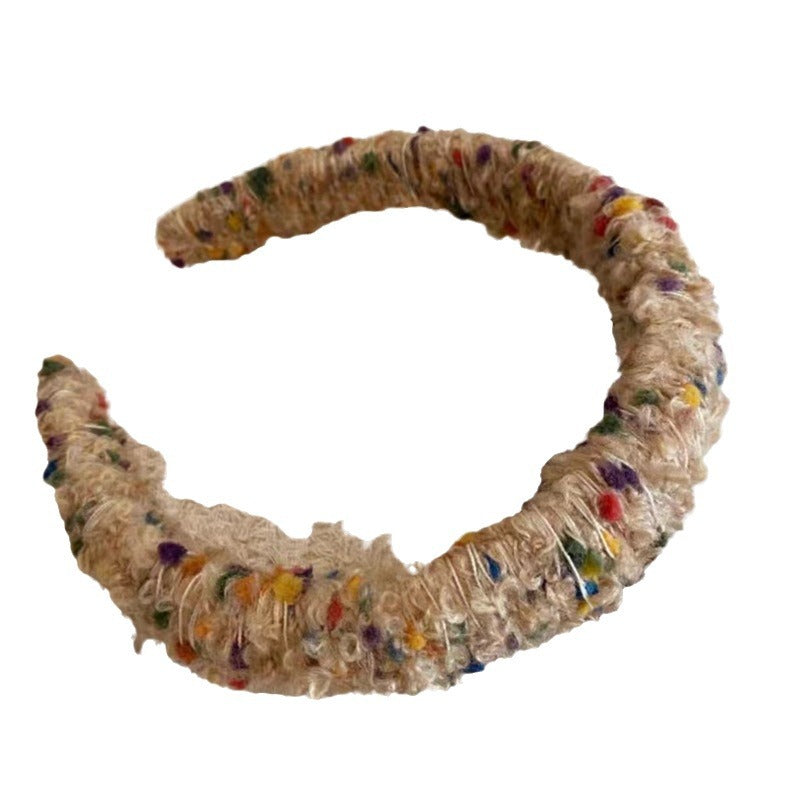Wholesale Autumn and Winter Cream Color Dot Plush Headband