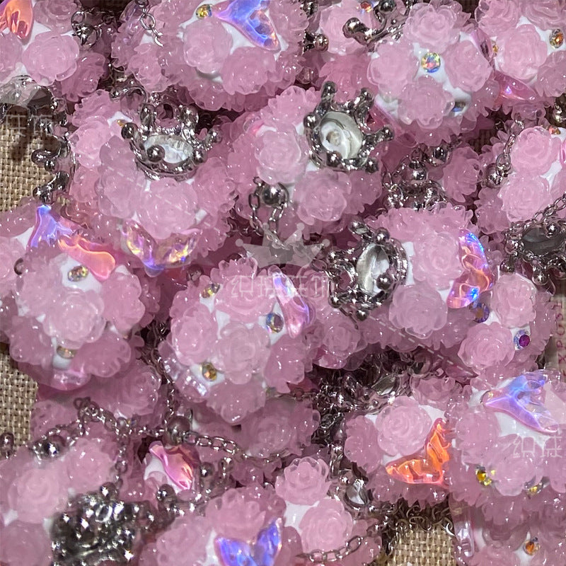 Wholesale 5PCS/PACK Crown Mermaid Tassel Soft Ceramic Drill Ball with Straight Hole Beads