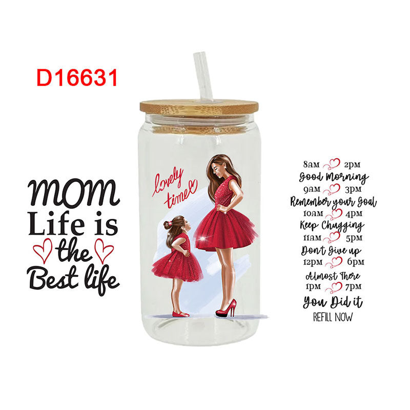 Wholesale Cartoon Cute Mother' s Day Theme 16oz Cup UV DTF Wraps