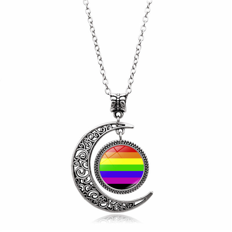 Wholesale Rainbow Moon Pendant Necklaces