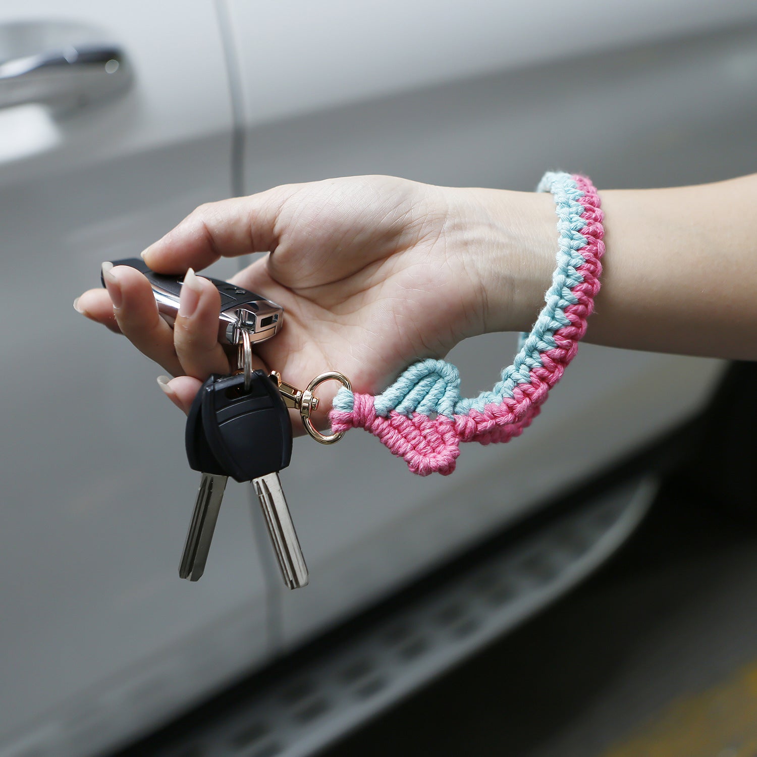 Madena de algodón de algodón tejido bohemio al por mayor con llavero