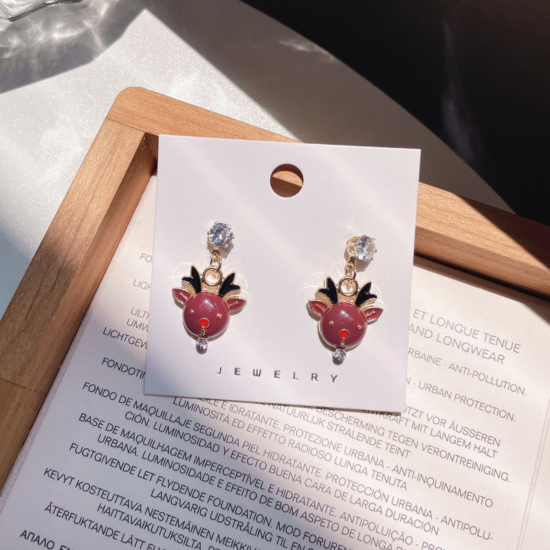 Wholesale Santa Claus Elk Wreath with Diamond Resin Earrings