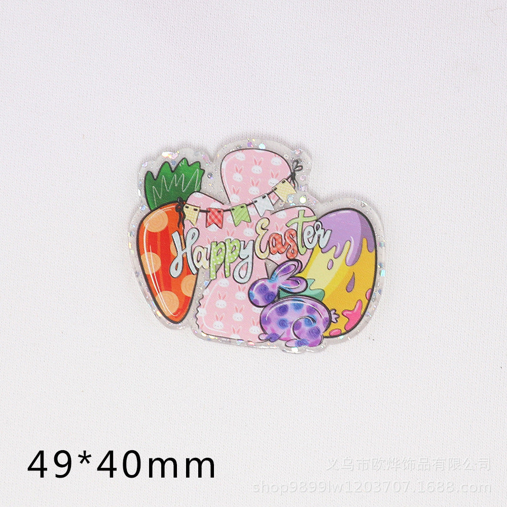 Wholesale 10pcs Easter Cartoon Rabbit Acrylic Cute DIY Patch Accessories