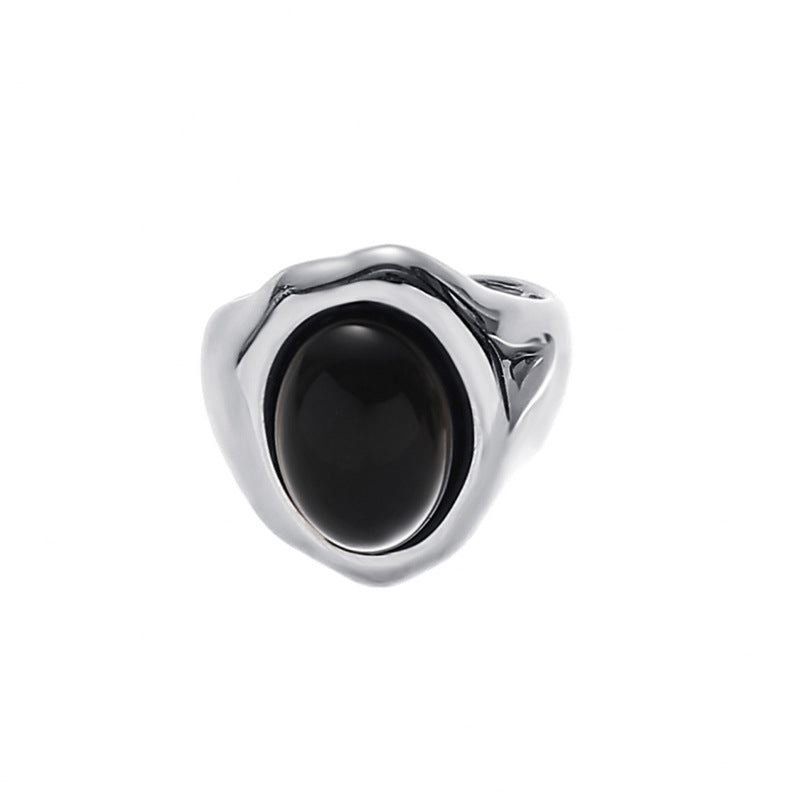 Wholesale white Agate black agate egg stone open ring